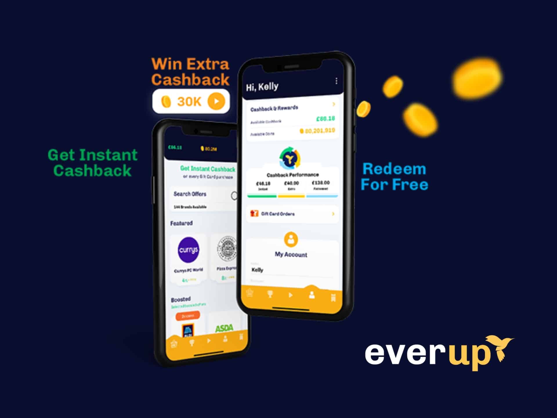 Everup app cover: Earn rewards and cashback on your everyday spending. Secure savings and financial growth with Everup.