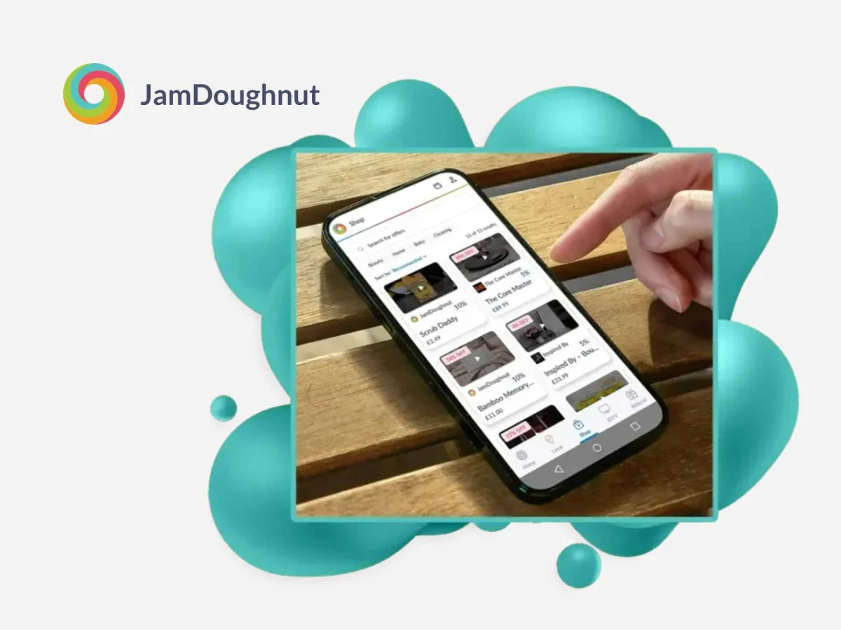 A delicious jam doughnut representing cashback savings and exclusive shopping rewards from the JamDoughnut programme.