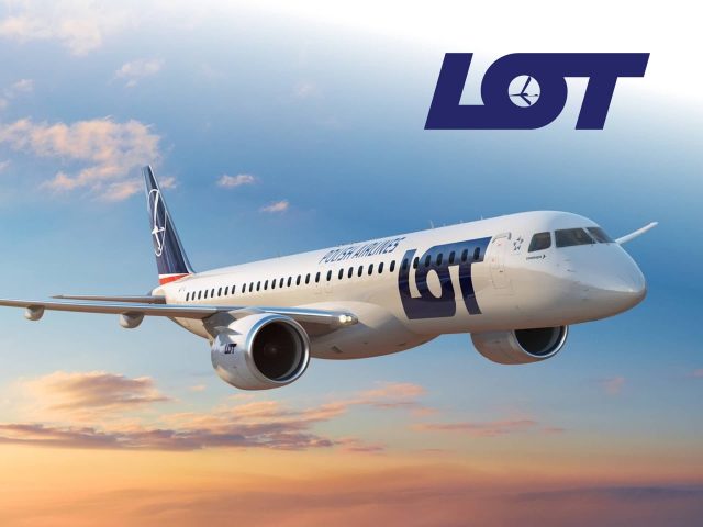 LOT Polish Airlines Boeing 787 Dreamliner flying over clouds. Book flights with LOT for international travel.