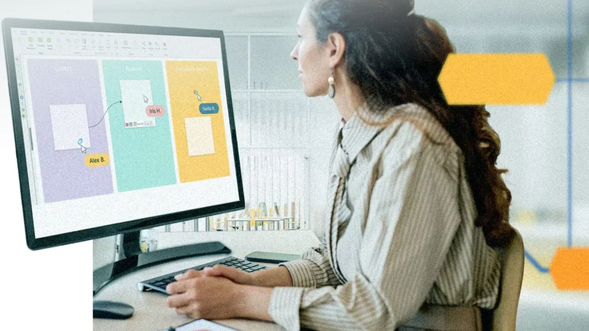 MindManager software interface displayed on a laptop screen for professional project management and visual mapping.