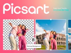 Picsart app cover featuring vibrant photo editing tools and creative design options for social media content, graphic design, and photo manipulation.