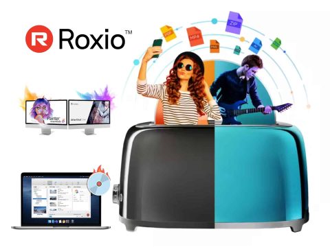 Roxio Roxio DVD burning software cover art. Create, edit, and share videos, music, and photos. Includes DVD burning and disc creation features.