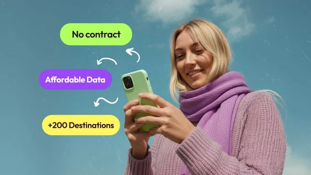 Roamless eSIM mobile data plan on a smartphone screen, showing global connectivity and travel savings for international trips.