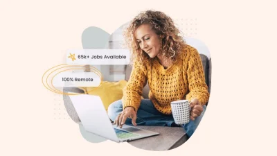 FlexJobs brand logo and professional remote work career opportunities on a clean, modern background.
