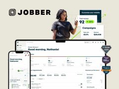 Jobber software cover image: a clean, modern design with the Jobber logo, representing field service management solutions for home services businesses.