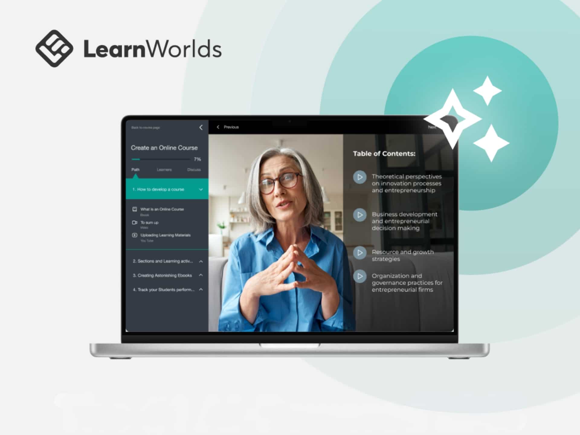 LearnWorlds Discount Code LearnWorlds platform cover image showcasing online course creation and selling. Build your online school with ease, featuring branding and course design.