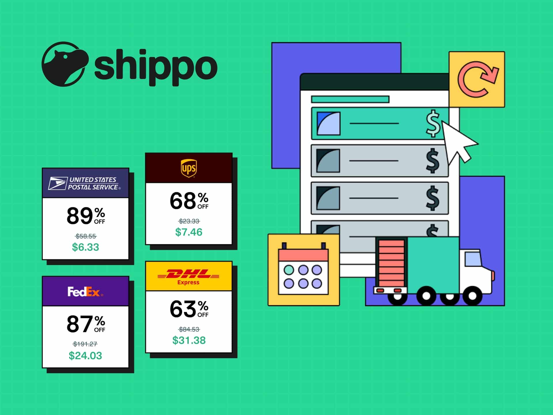 Shippo Promo Code Shippo shipping platform interface showcasing label creation, tracking, and automation features for e-commerce businesses. Streamline your shipping!