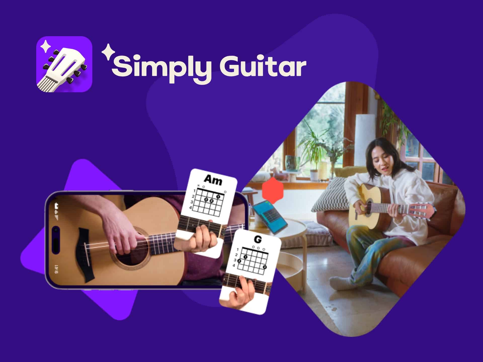 Simply Piano guitar cover: Learn guitar chords and songs easily. Interactive lessons for beginners and advanced players.