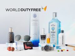 World Duty Free store front, offering luxury brands and duty-free shopping. Travel retail deals & savings on perfume, cosmetics, liquor and more.