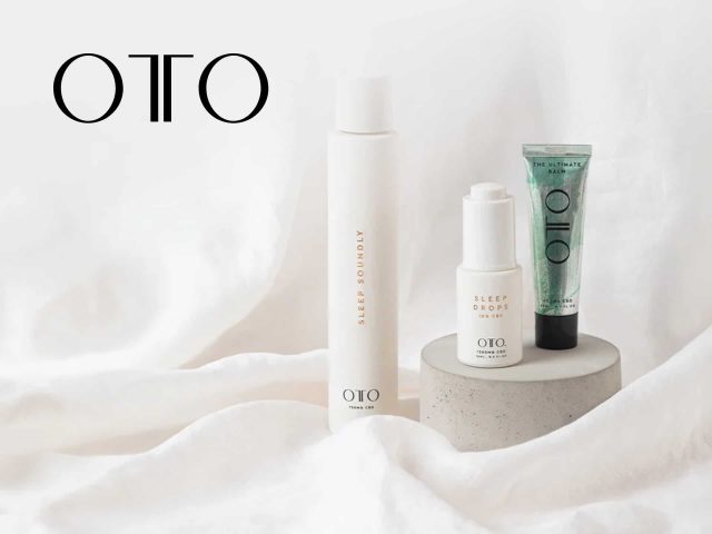 OTO Wellbeing cover image: woman relaxing with CBD oil and diffuser for better sleep and stress relief. Natural wellness products.