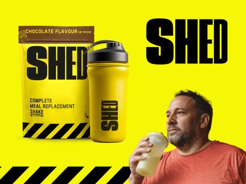 Shed Shake meal replacement shake cover: Delicious chocolate flavor, weight loss supplement, healthy meal, protein shake, diet food.