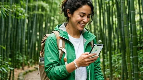 Simbye eSIM travel data plan on a smartphone screen, showcasing affordable international roaming and mobile savings.