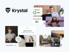 Krystal Hosting cover image: modern website design, fast and reliable web hosting services, secure servers, and 24/7 support.