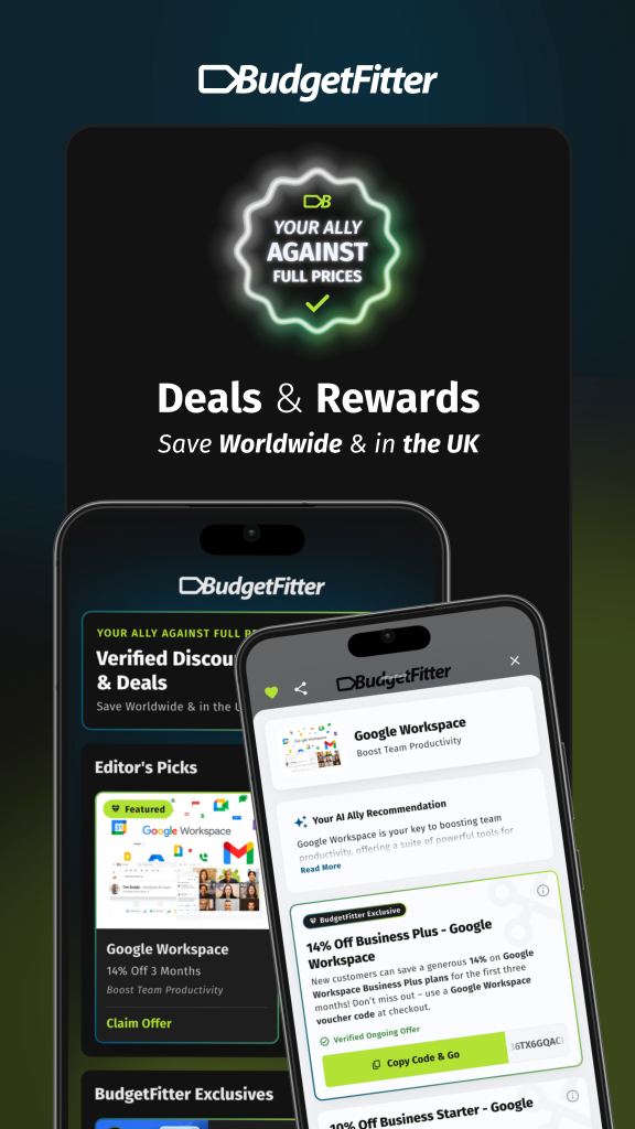 Budget Fitter app screenshot showing expense tracking, budgeting tools, and financial planning for smart savings and money management.