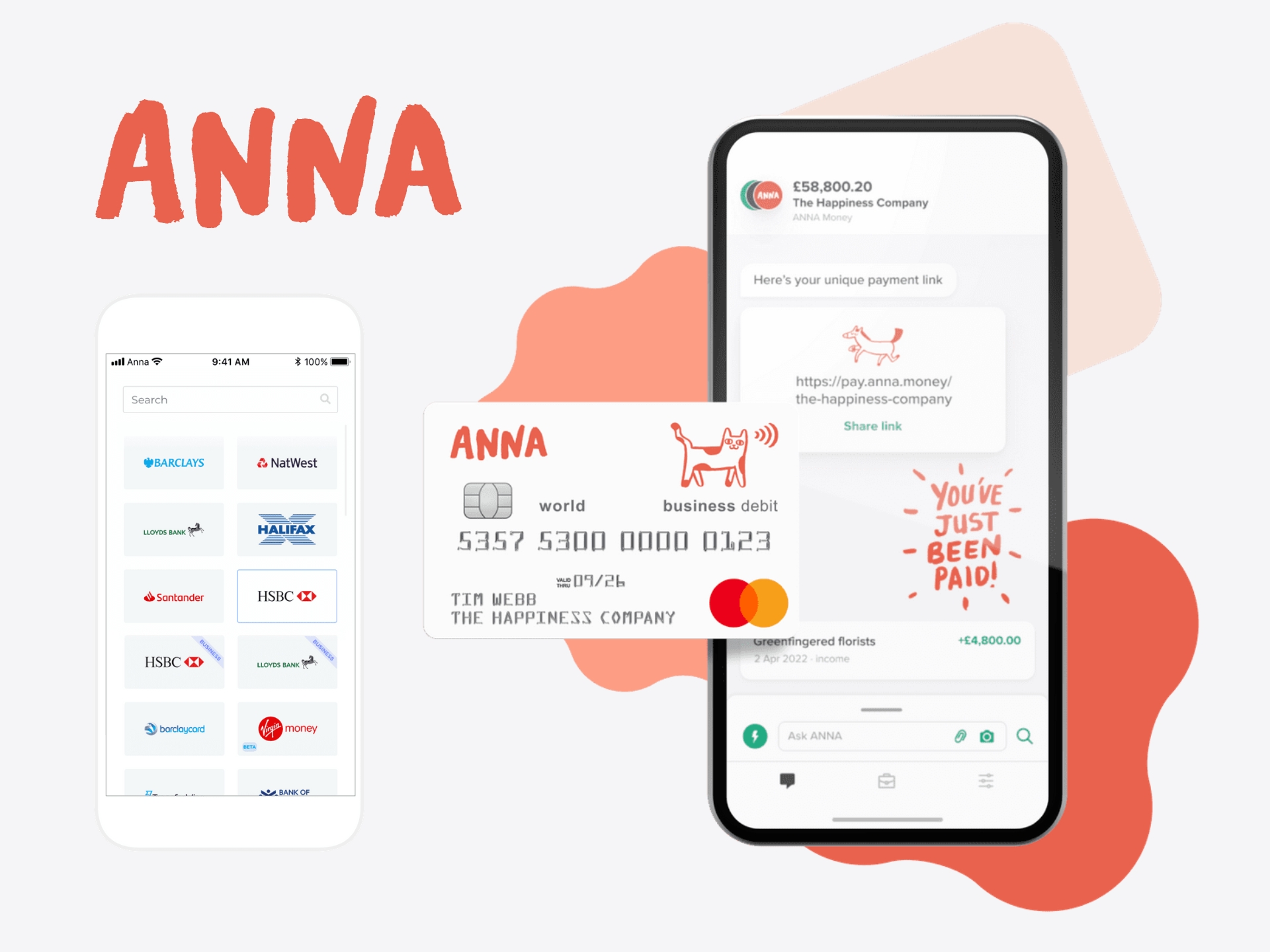 ANNA Money Deals & Offers ANNA Money business banking cover: woman using app on phone, managing finances, smart banking solutions for startups and small businesses.