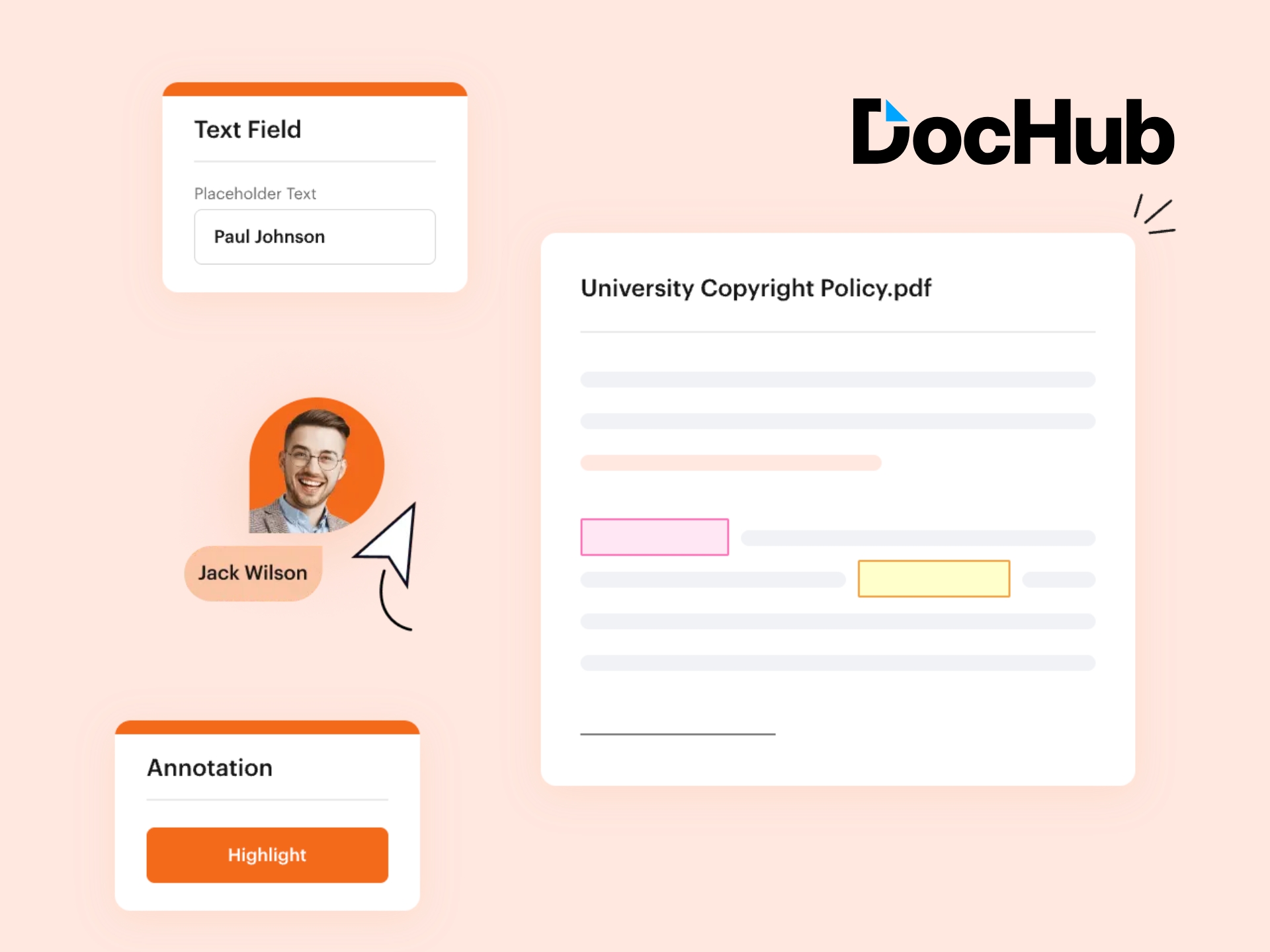 DocHub Deals & Offers DocHub branding on a clean background. Professional document management software. Efficient collaboration and secure storage.