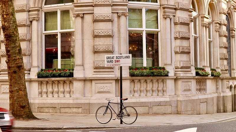 Harry Potter filming location in London, UK. Iconic street scene from the movies. Travel and tourism.