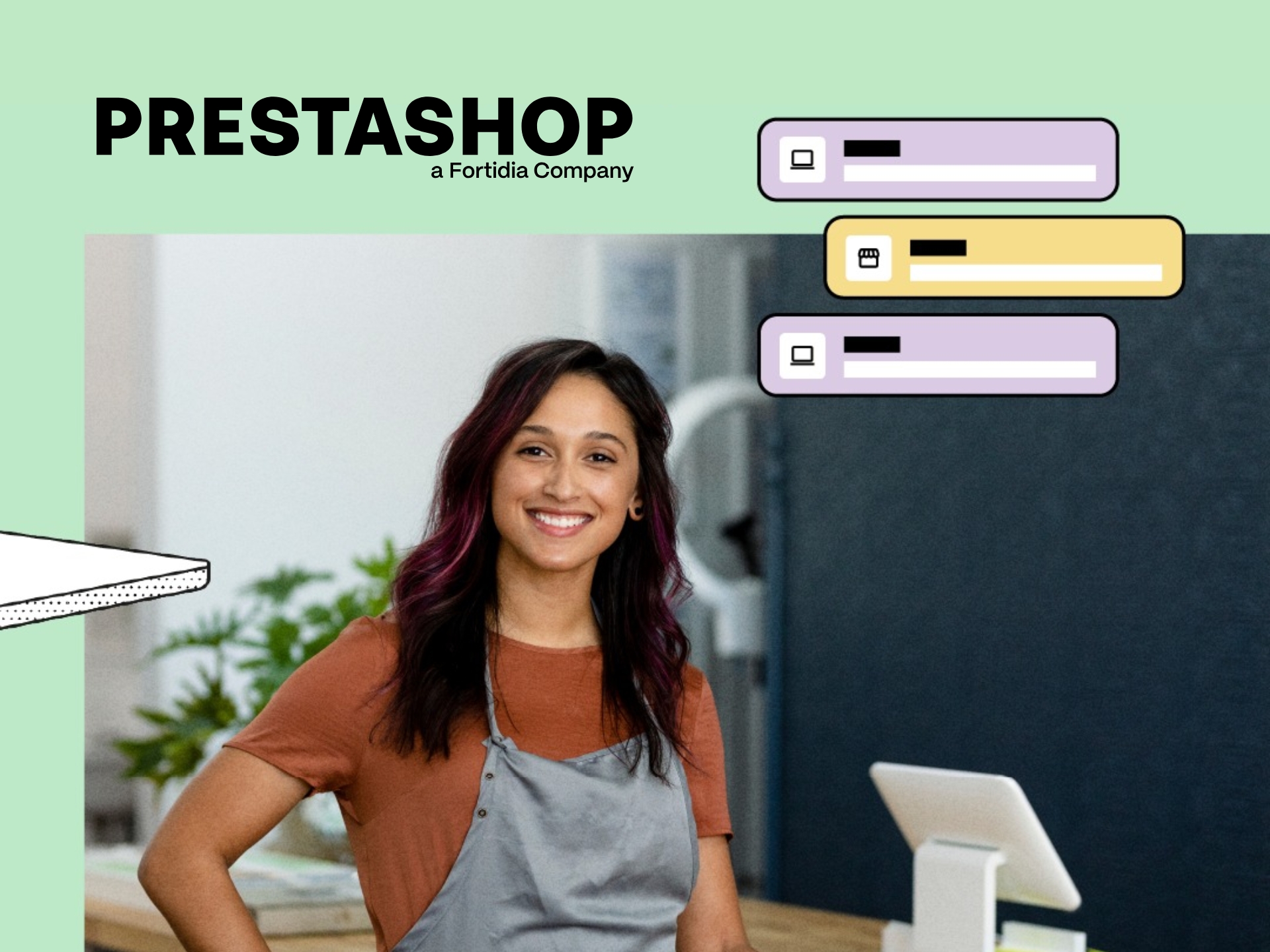 PrestaShop logo on a stylish cover image, highlighting the e-commerce platform for online stores.