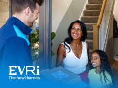 Evri logo, shipping service, package delivery, reliable courier. Delivery solutions for businesses and consumers.