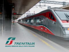 Red high-speed Trenitalia Frecciarossa train in Italy, highlighting rail travel deals and ticket savings.