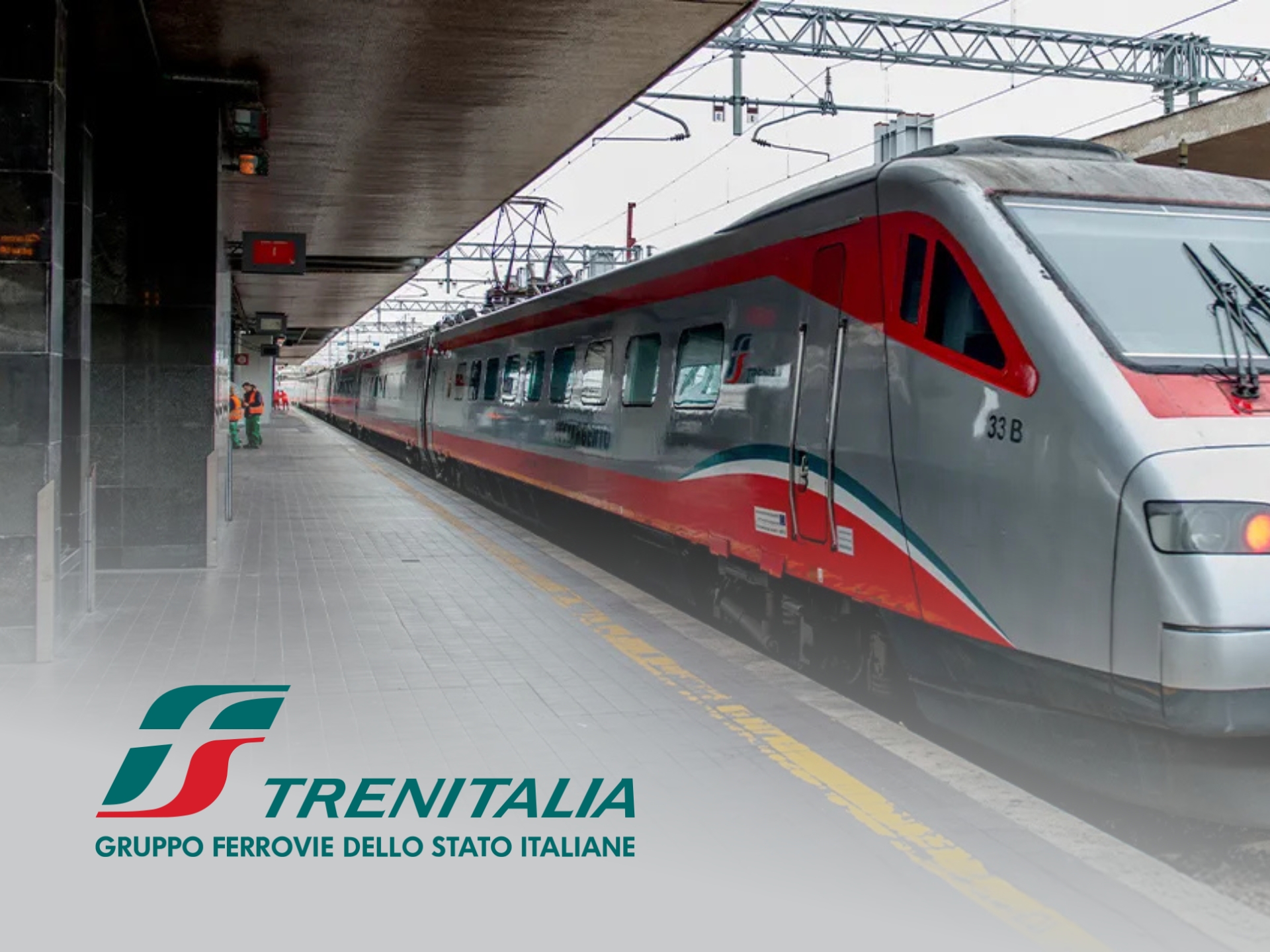 Red high-speed Trenitalia Frecciarossa train in Italy, highlighting rail travel deals and ticket savings.