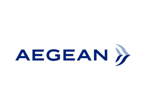 Aegean Airlines logo featuring stylised birds, representing Greek flight deals and air travel savings.