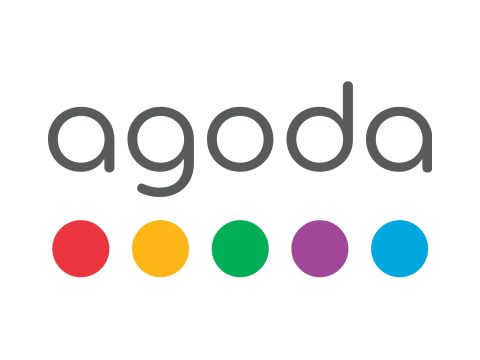 Agoda logo for hotel bookings, holiday accommodation deals, and travel savings.