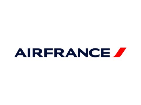 Official Air France logo with blue typography and red accent for international flight deals and travel.
