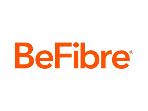 Official BeFibre logo for ultra-fast full fibre broadband provider in the UK.