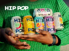 Hip Pop gut health drinks range featuring colourful kombucha and sparkling probiotic soda cans.