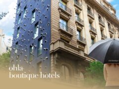 Elegant facade of Ohla Boutique Hotel in Barcelona, featuring luxury city centre accommodation and premium styling.