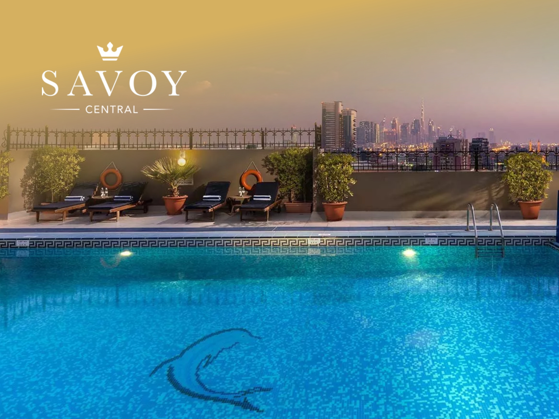 Savoy Dubai Hotels Booking Offers Exterior view of Savoy Dubai luxury hotel apartments with modern architecture in Dubai city centre.
