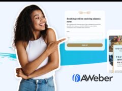 AWeber brand cover featuring email marketing automation and newsletter software tools for business growth.