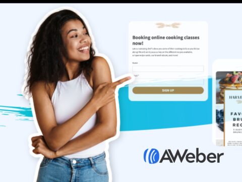 AWeber brand cover featuring email marketing automation and newsletter software tools for business growth.