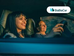 Happy passengers carpooling in a car for affordable lift sharing and travel with BlaBlaCar to save on costs.