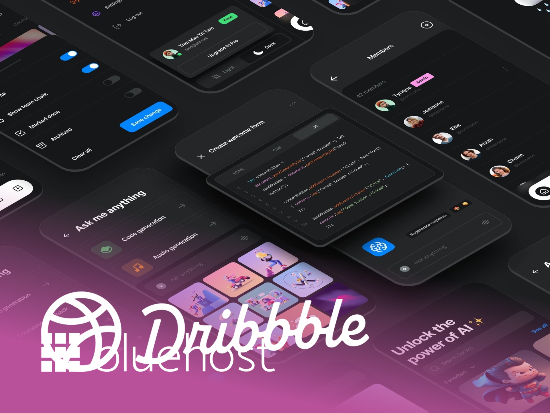 Dribbble brand cover design showcasing a creative portfolio with modern graphics and professional layout.