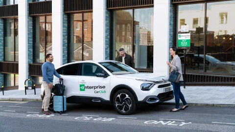 Enterprise Car Club car parked in the UK, a leading carsharing service and Zipcar alternative for British drivers.