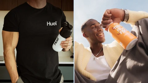 Huel vs Yfood meal replacement bottles side by side, comparing the trendy UK nutrition drink dupe and best value.