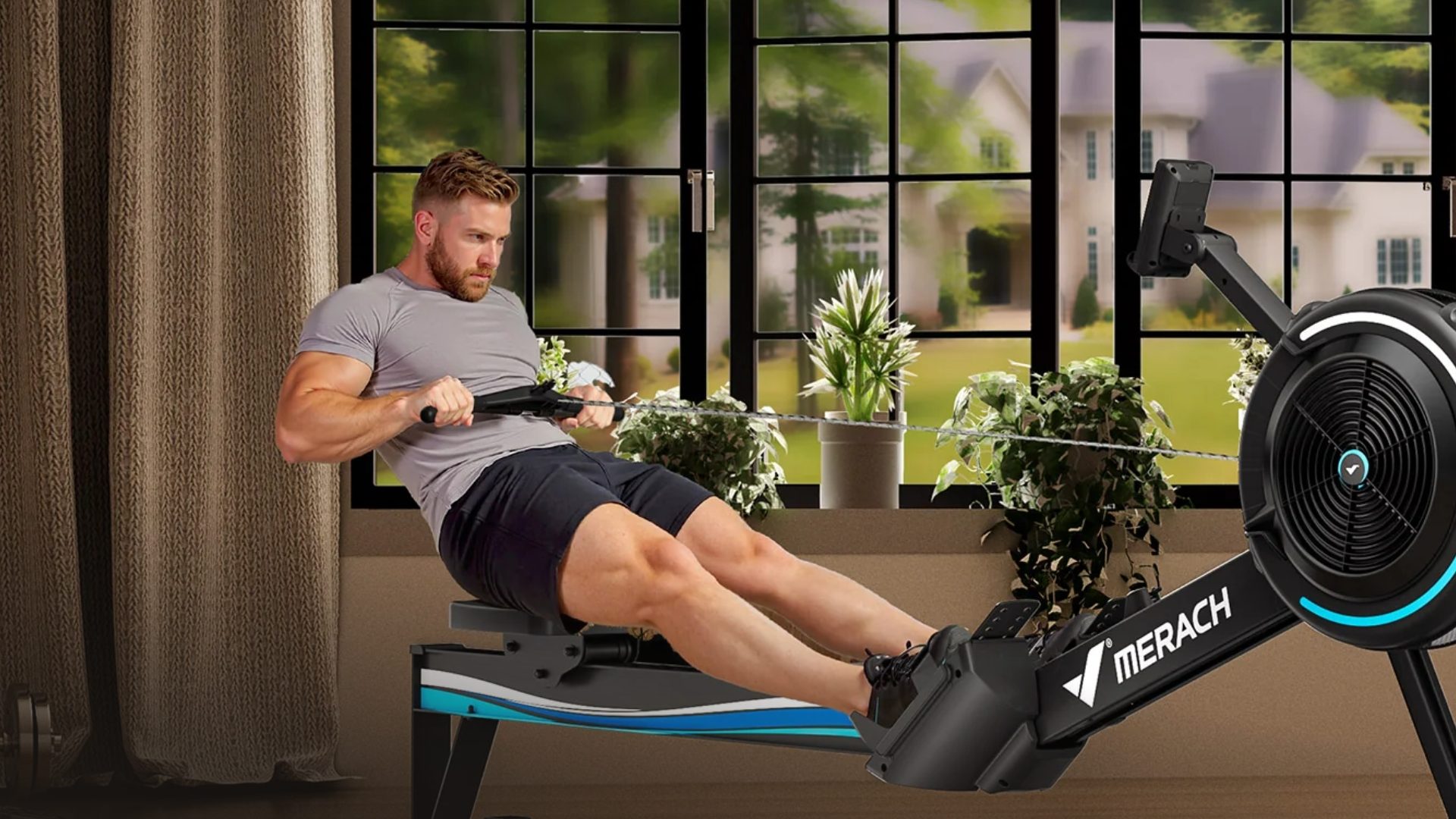 Merach UK fitness equipment display featuring home gym gear for effective strength and cardio training workouts.
