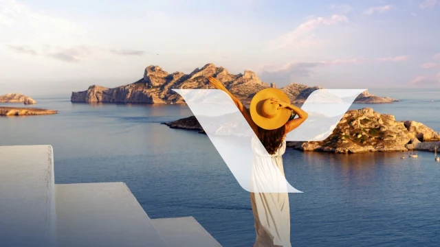 Luxury holiday travel scene featuring a sun-drenched resort pool, perfect for Voyage Privé exclusive travel deals.