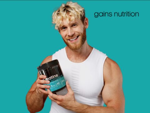 Gains Nutrition brand cover featuring premium sports supplements and fitness products for muscle building.