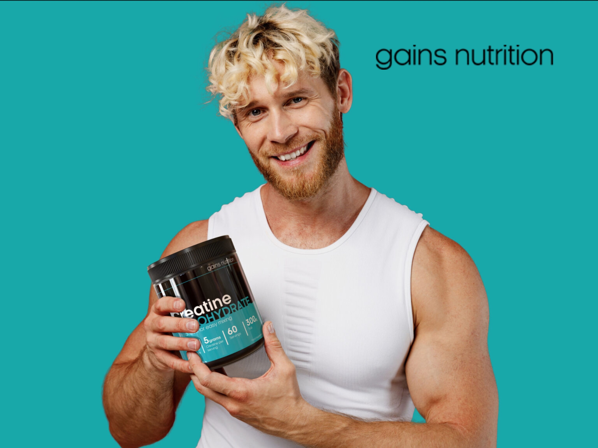 Gains Nutrition brand cover featuring premium sports supplements and fitness products for muscle building.