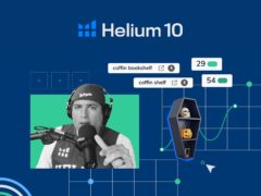 Helium 10 software dashboard for Amazon sellers, featuring e-commerce analytics and business optimisation tools.