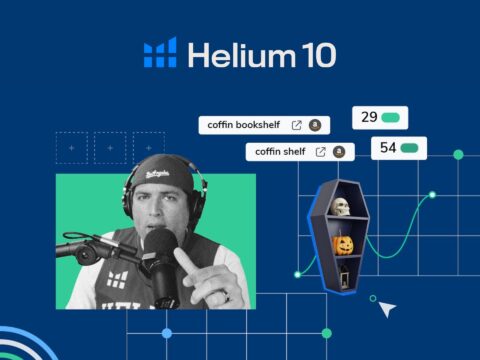 Helium 10 software dashboard for Amazon sellers, featuring e-commerce analytics and business optimisation tools.