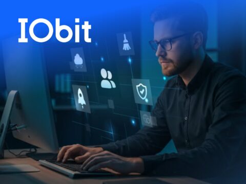 IObit brand cover featuring PC optimisation software and system utility tools for enhanced computer performance.