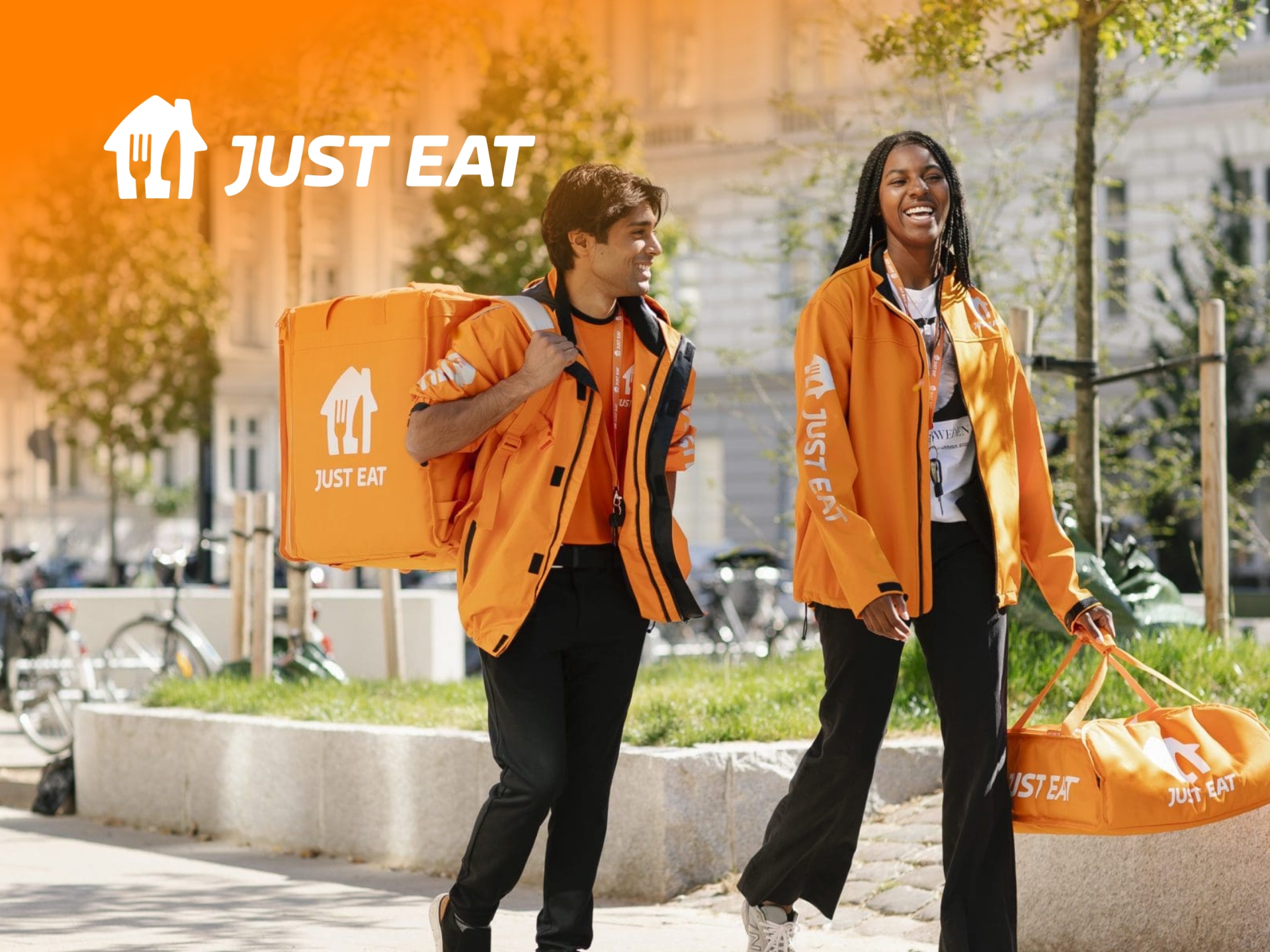 Just Eat UK Discount Just Eat UK brand cover featuring a variety of takeaway food options and local restaurant delivery services.