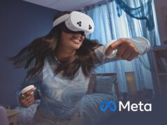 Meta brand cover image. Futuristic design representing Meta's vision for the Metaverse, virtual reality, and AI innovation.