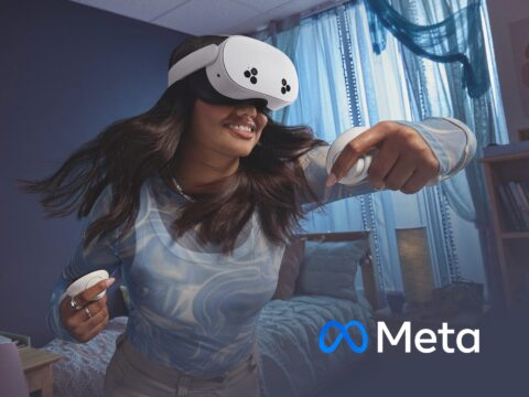 Meta Meta brand cover image. Futuristic design representing Meta's vision for the Metaverse, virtual reality, and AI innovation.