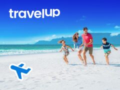 TravelUp new logo, official brand identity for UK travel deals, cheap flights, and package holidays.