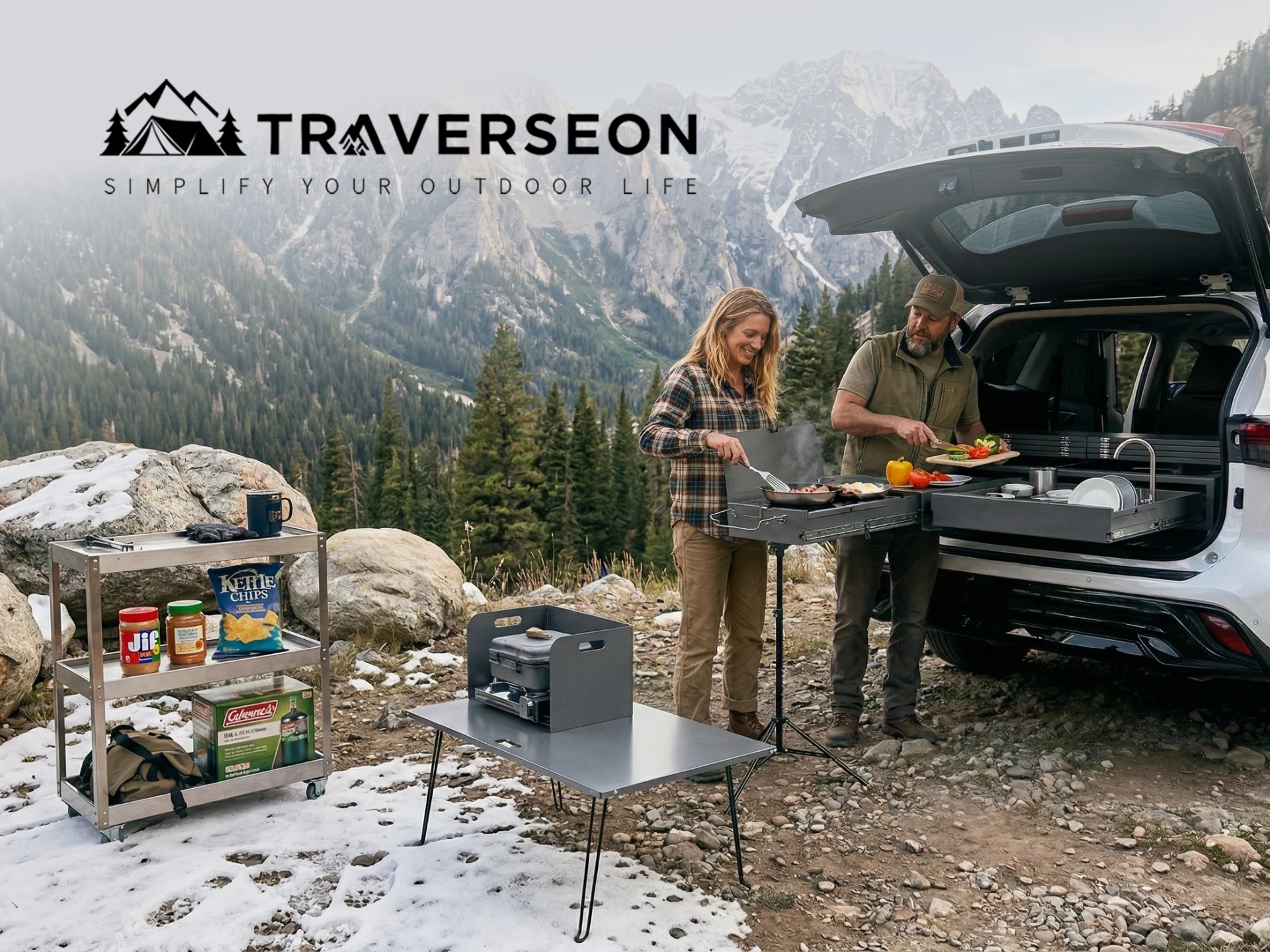 Traverseon brand cover featuring scenic travel landscapes and outdoor adventure gear for explorers.